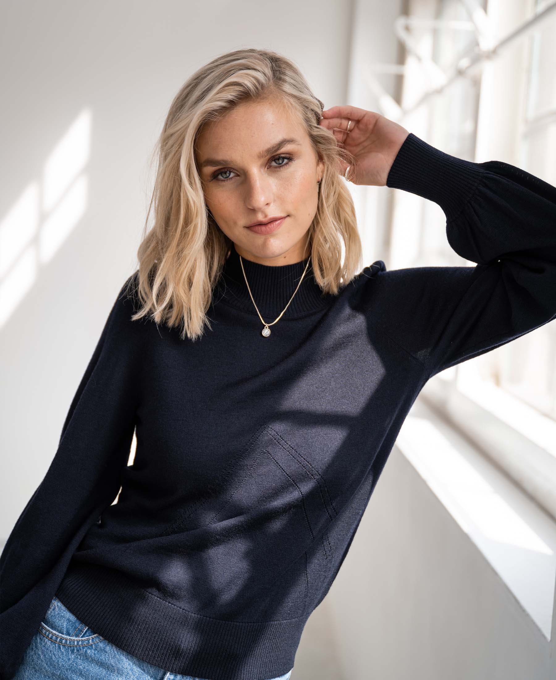 Turtleneck sweater LES SALLES dark blue