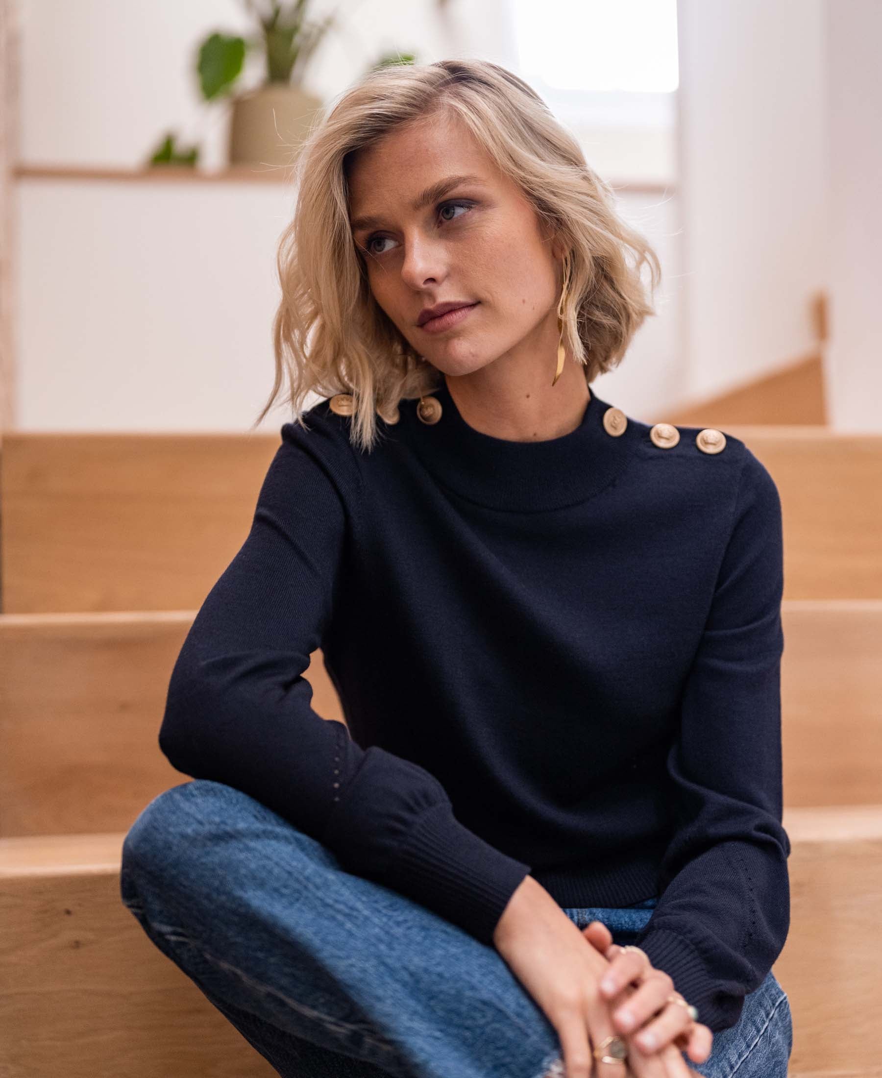 Merino sweater LA CLIQUE Dark blue