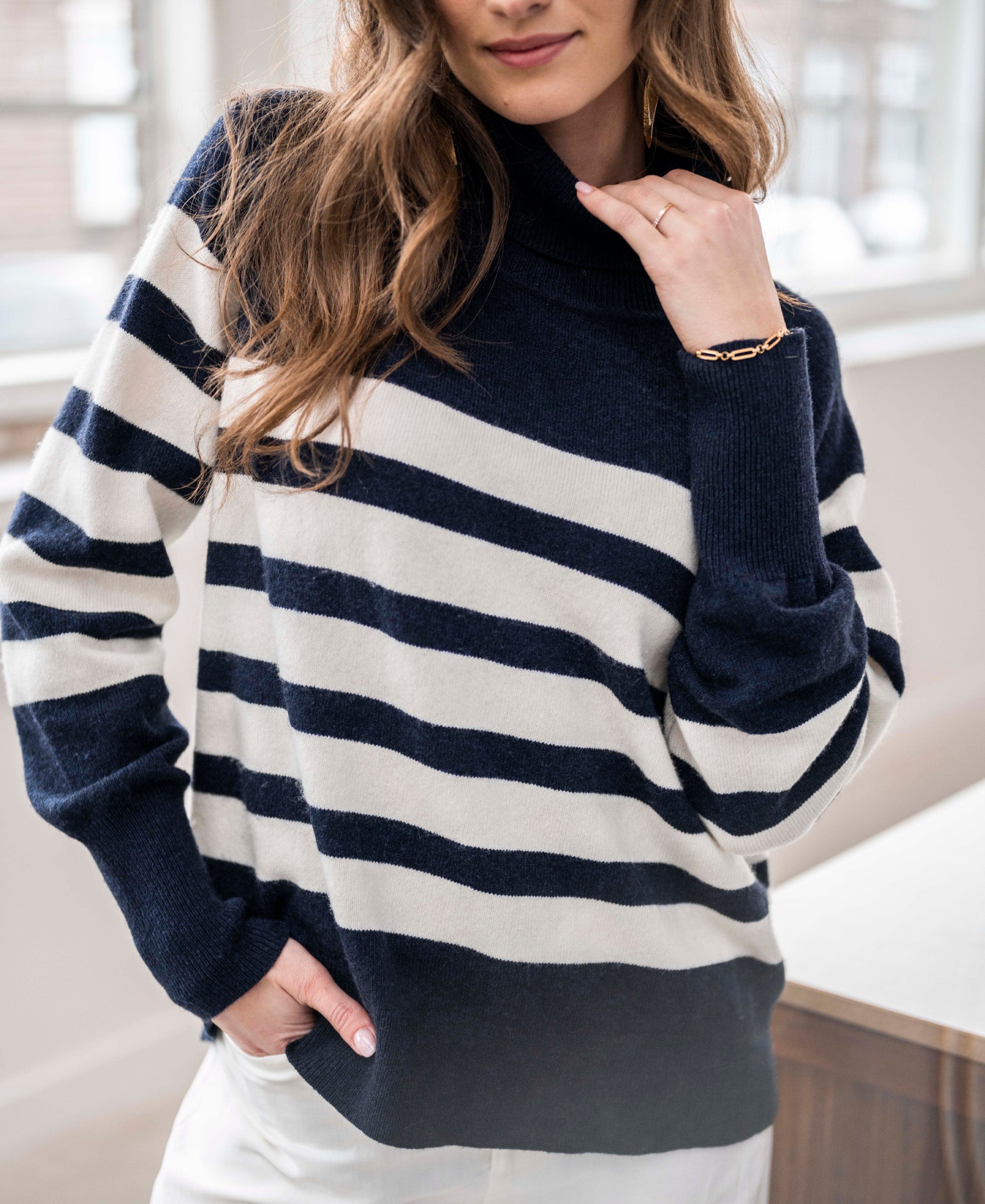 Striped sweater LA PUCK Darkblue - Ivory