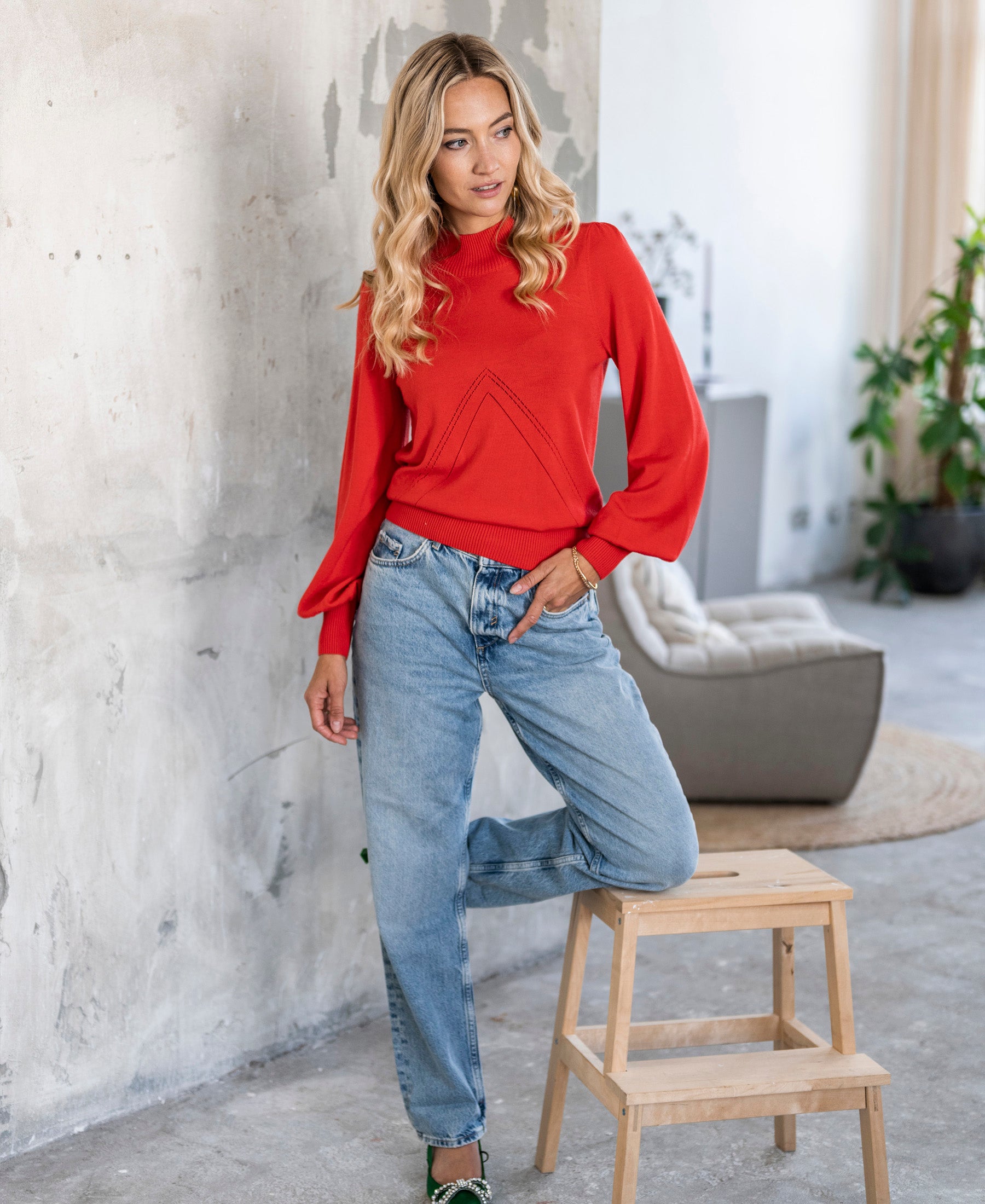 Turtleneck sweater LES SALLES Coral-red